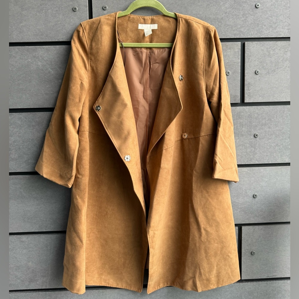 H&M faux suede camel colored coat
